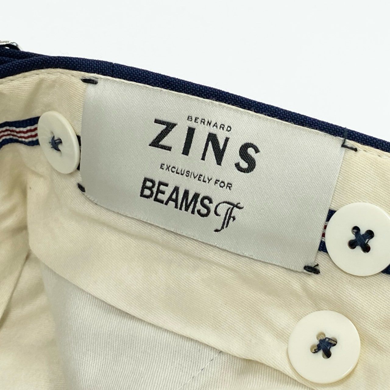 22f13 BERNARD ZINS ベルナールザンス BEAMS F ビームス テーパードパンツ フォーマル メンズパンツ スラックス ウエスト調節可 男性用 ネイビー
