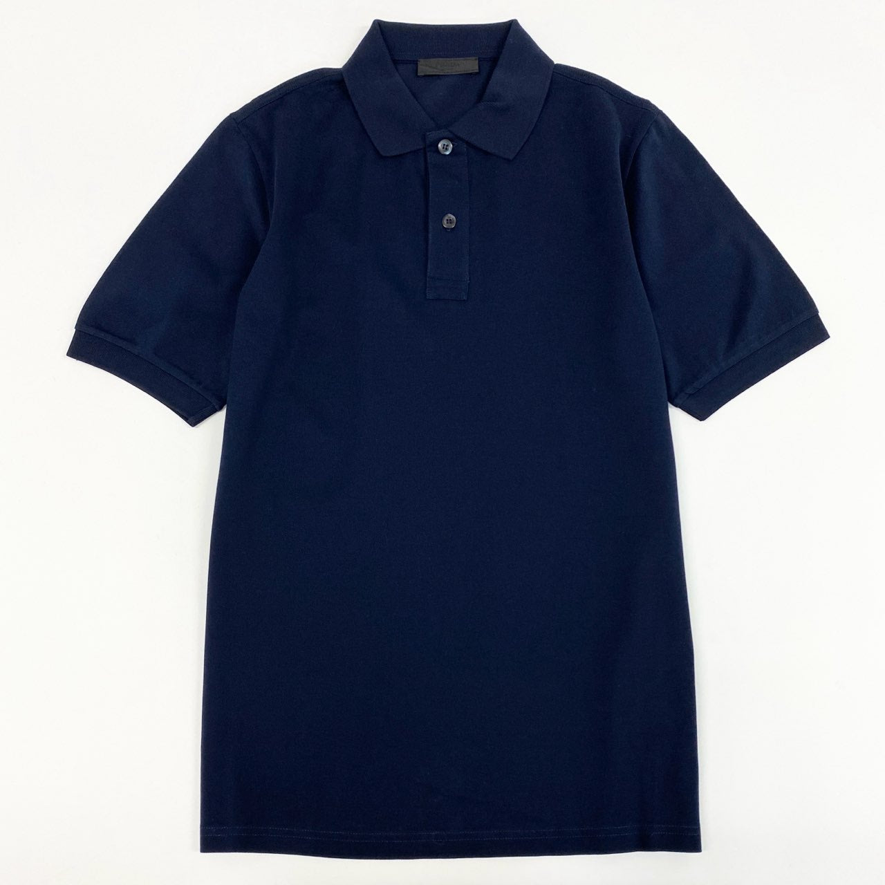 33k28① 《美品》 PRADA プラダ 半袖ポロシャツ コットンシャツ カットソー 鹿の子 薄手 メンズ DNA497 XS ネイビー 綿100
