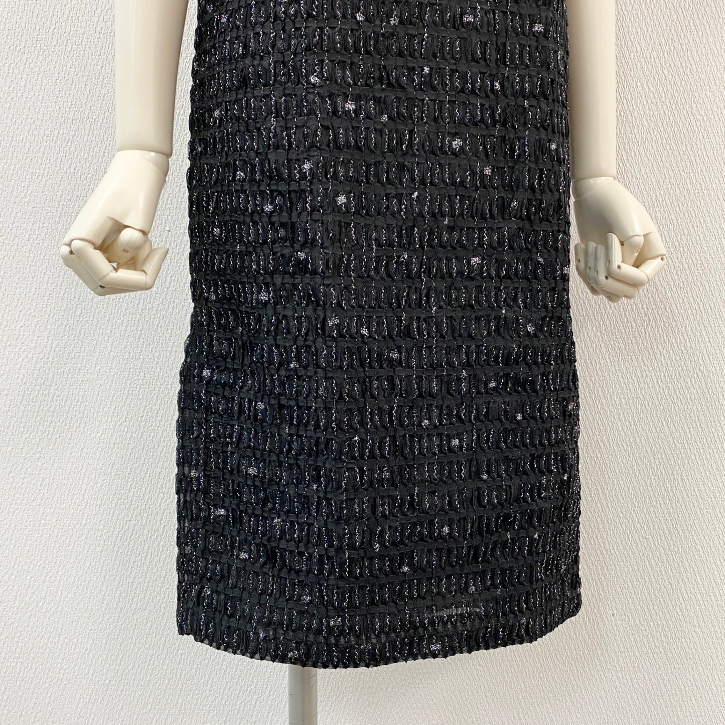 16h9《極美品》DRIES VAN NOTEN ドリスヴァンノッテン 半袖ワンピース ドレス 膝丈 スクエアネック サイズ34 ブラック レディースk02i