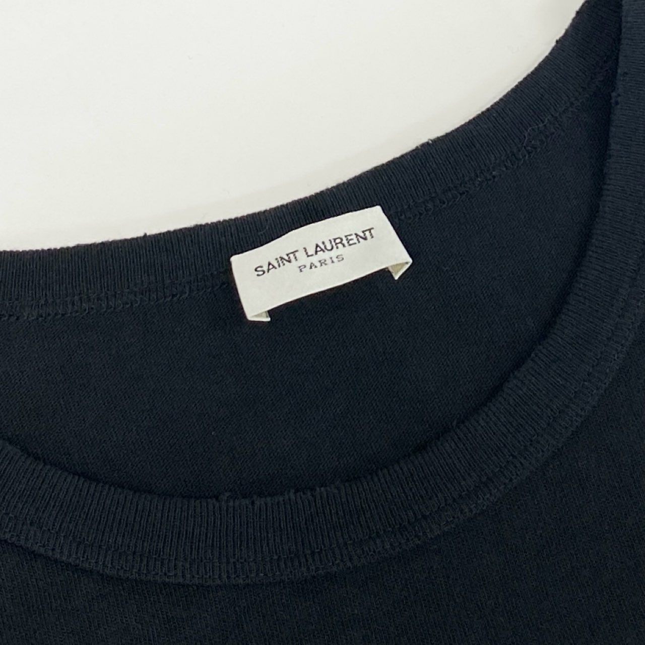 46f30 SAINT LAURENT サンローラン Signature Destroyed Tee カットソー Tシャツ 624992 M ブラック ダメージ加工 イタリア製