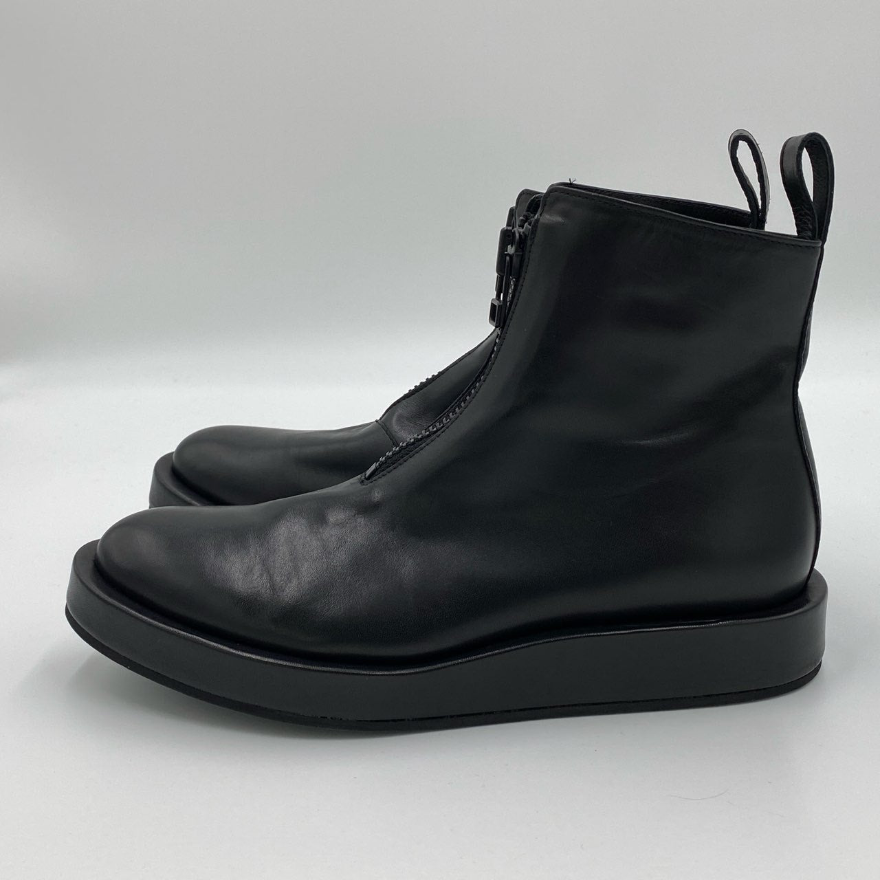 1h7【極美品】Y's ワイズ ヨウジヤマモト YP-E02-710 OIL SMOOTH LEATHER ZIPPER BOOTS ジップアップ ブーツ サイズ4 ブラック レザー レディースk02i