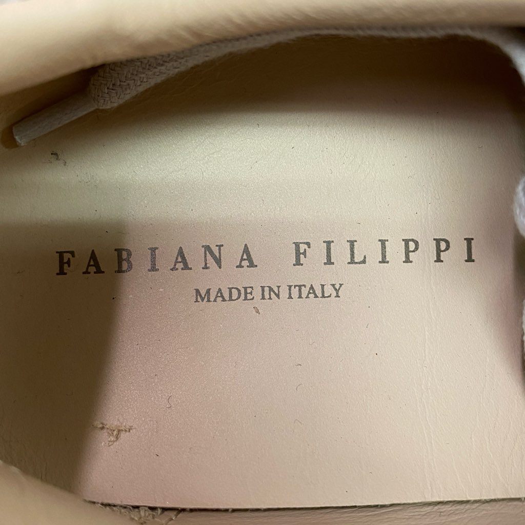 3d3 《美品》 FABIANA FILIPPI ファビアナフィリッピ メタルビーズ レザースニーカー 37 グレー Leather シューズ イタリア製