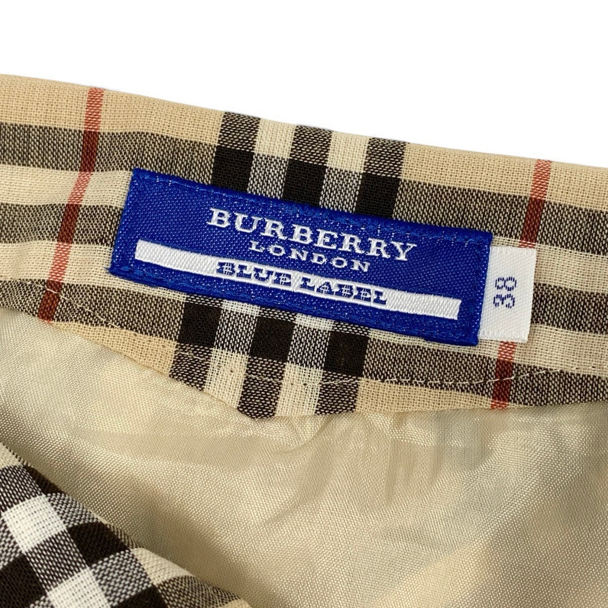Ig16 BURBERRY LONDON BLUE LABEL バーバリーロンドン ブルーレーベル ノバチェック 台形スカート ミディアム丈 サイズ38 ベージュ レディースo07t