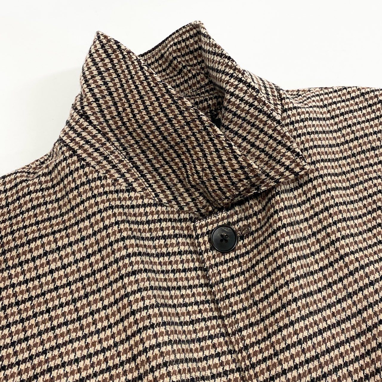 78i10 《美品》 UNITED ARROWS ユナイテッドアローズ グリーンレーベルリラクシング シンダウンステンカラーコート アウター ライナー付き 3225-199-2695 M ブラウン ハウンドトゥース メンズ オンオフ兼用k02i