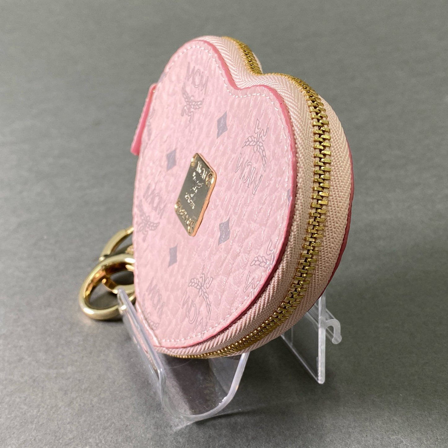 e5 MCM エムシーエム ハート型 レザー コインケース ピンク Leather Heart Key Pouch 財布