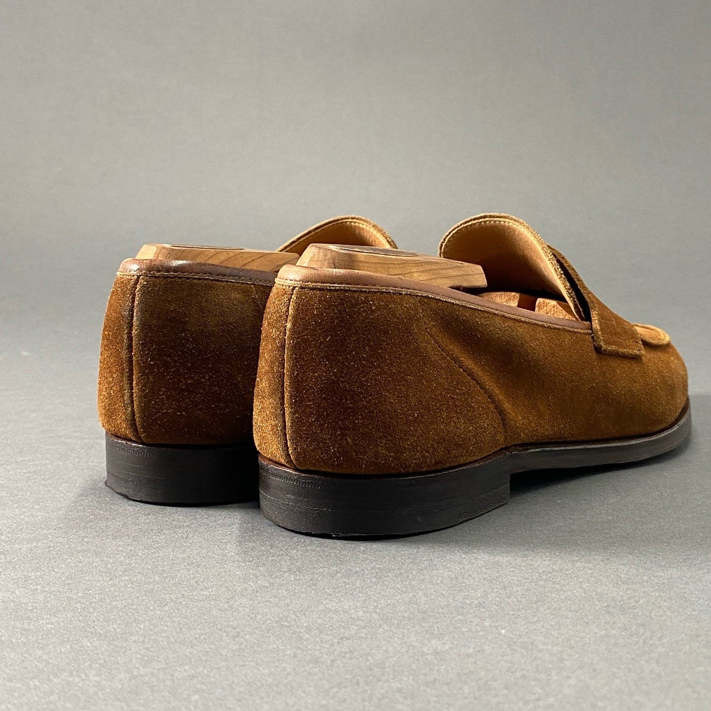 2d10 CROCKETT&JONES クロケットアンドジョーンズ × UNITED ARROWS ユナイテッドアローズ コインローファー 25.5~26.0cm相当 ブラウン スエード レザー ドレスシューズ メンズ 紳士靴 英国靴 革靴
