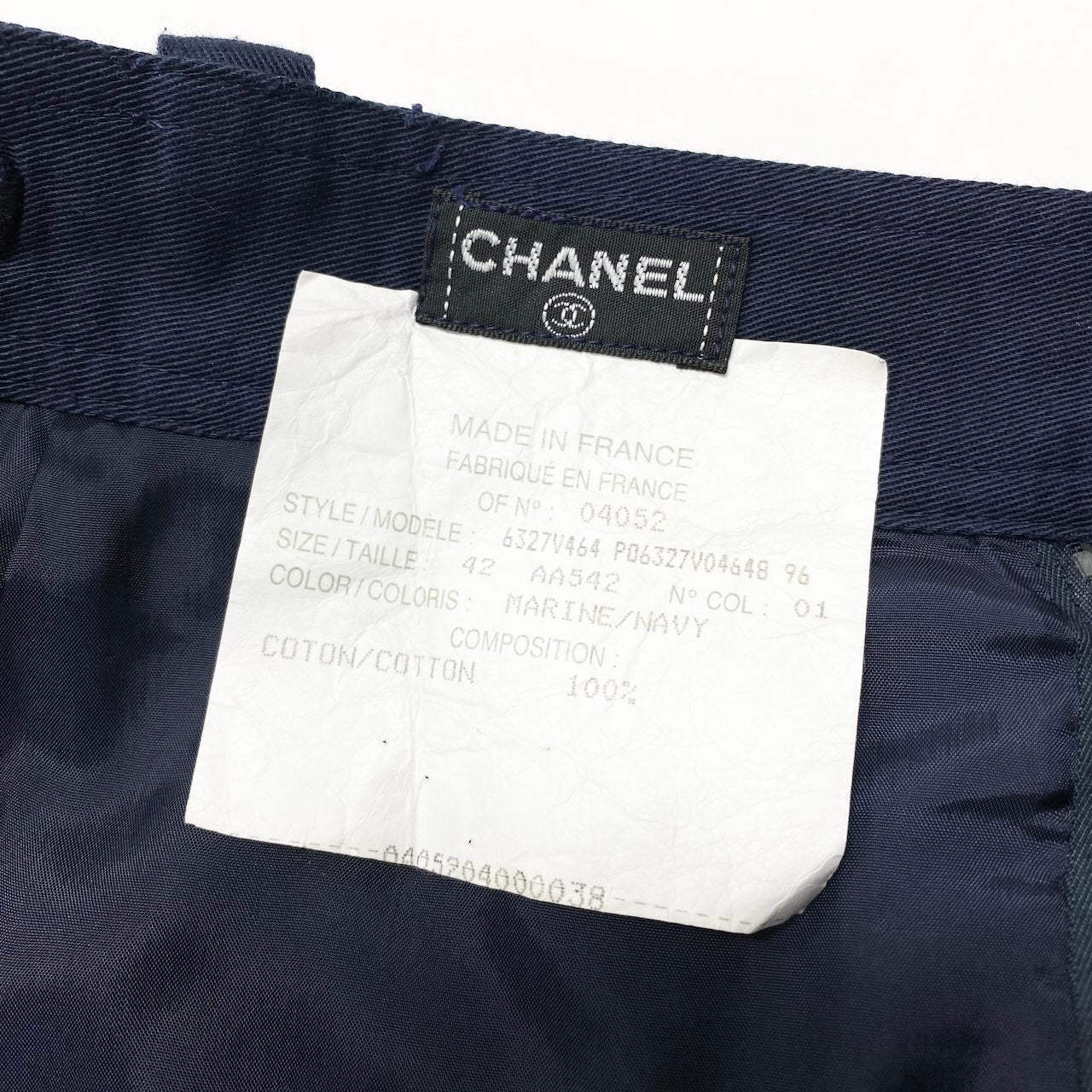 Cd2 CHANEL シャネル 膝丈スカート タイトスカート ココマークボタン レディース 女性服 サイズ42 ネイビー コットン100%u02tu02t