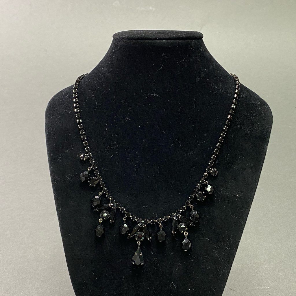 2e13 FOXEY フォクシー ネックレス 小物 ブラックビーズ ラインストーン ブラック シルバー レディース ビジュー アクセサリー