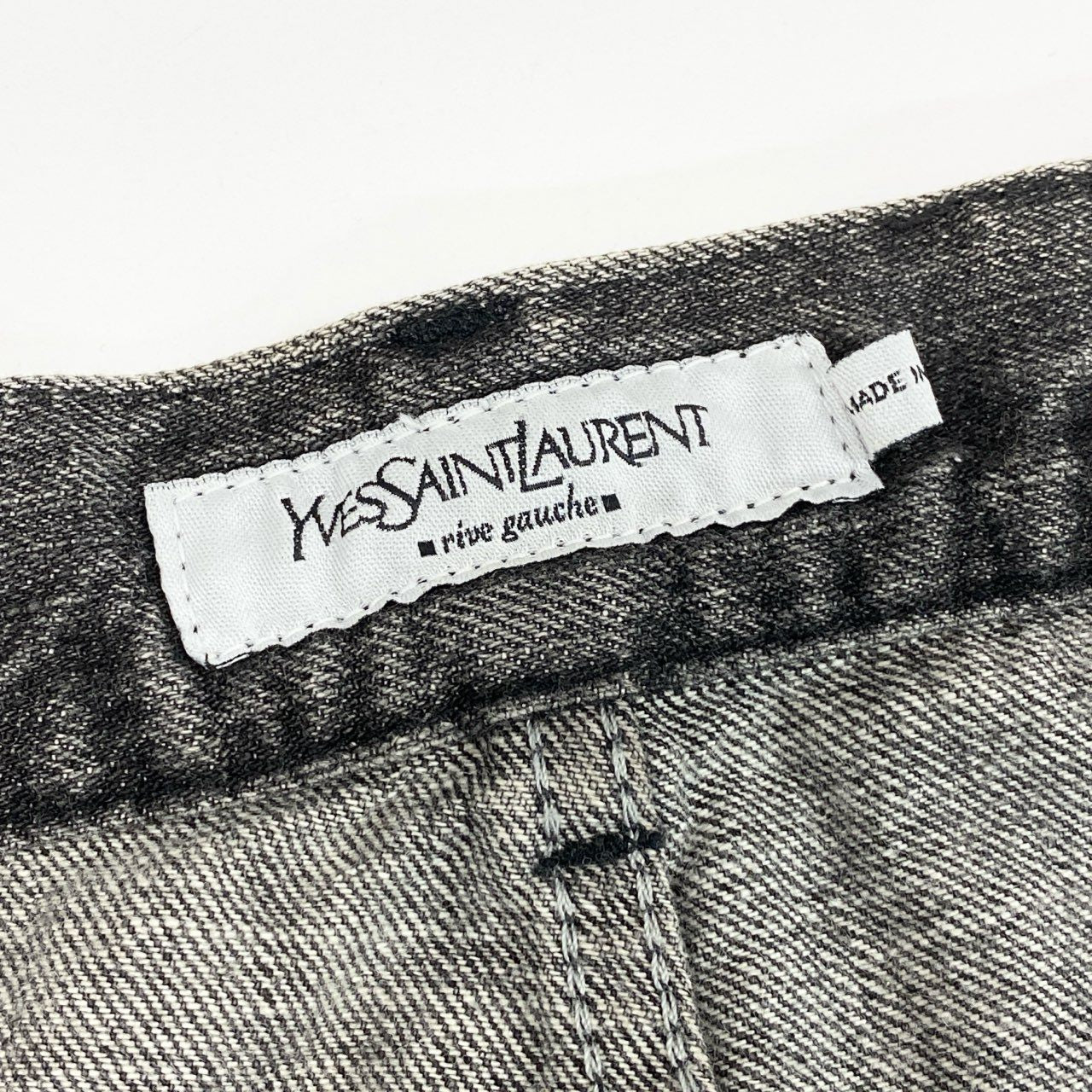 13f12 Yves SAINT LAURENT rive gauche イヴサンローラン リブゴーシュ YSLデカロゴ ブラックデニム ジーパン 5ポケット サイズ48 グレー系 コットン100 メンズ イタリア製