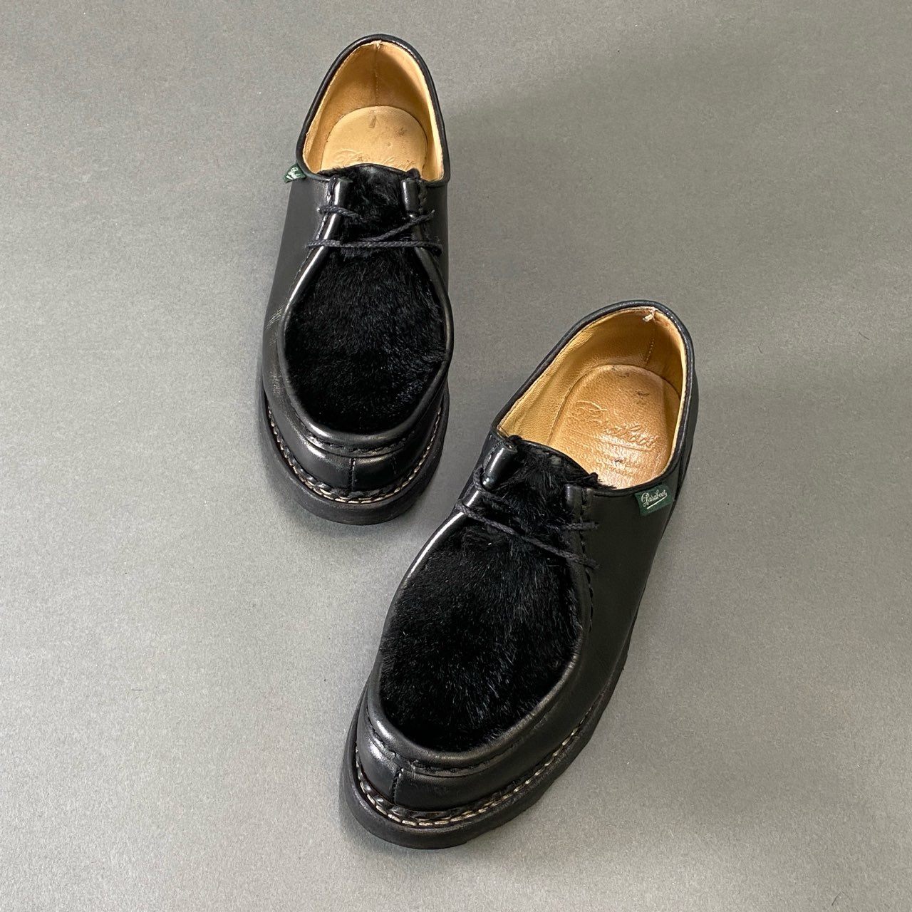 1g28 Paraboot パラブーツ MICHAEL ミカエル チロリアンシューズ 4 1/2 ブラック レザー ハラコ 革靴