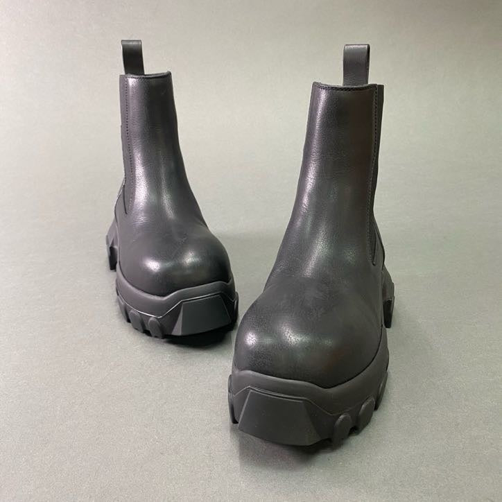 2d9 《美品》 Rick Owens リックオウエンス 24SS BEATLE BOZO TRACTOR ビートル ボゾ トラクター サイドゴアブーツ 35 ブラック レザー 箱 保存袋付き RP01B4881
