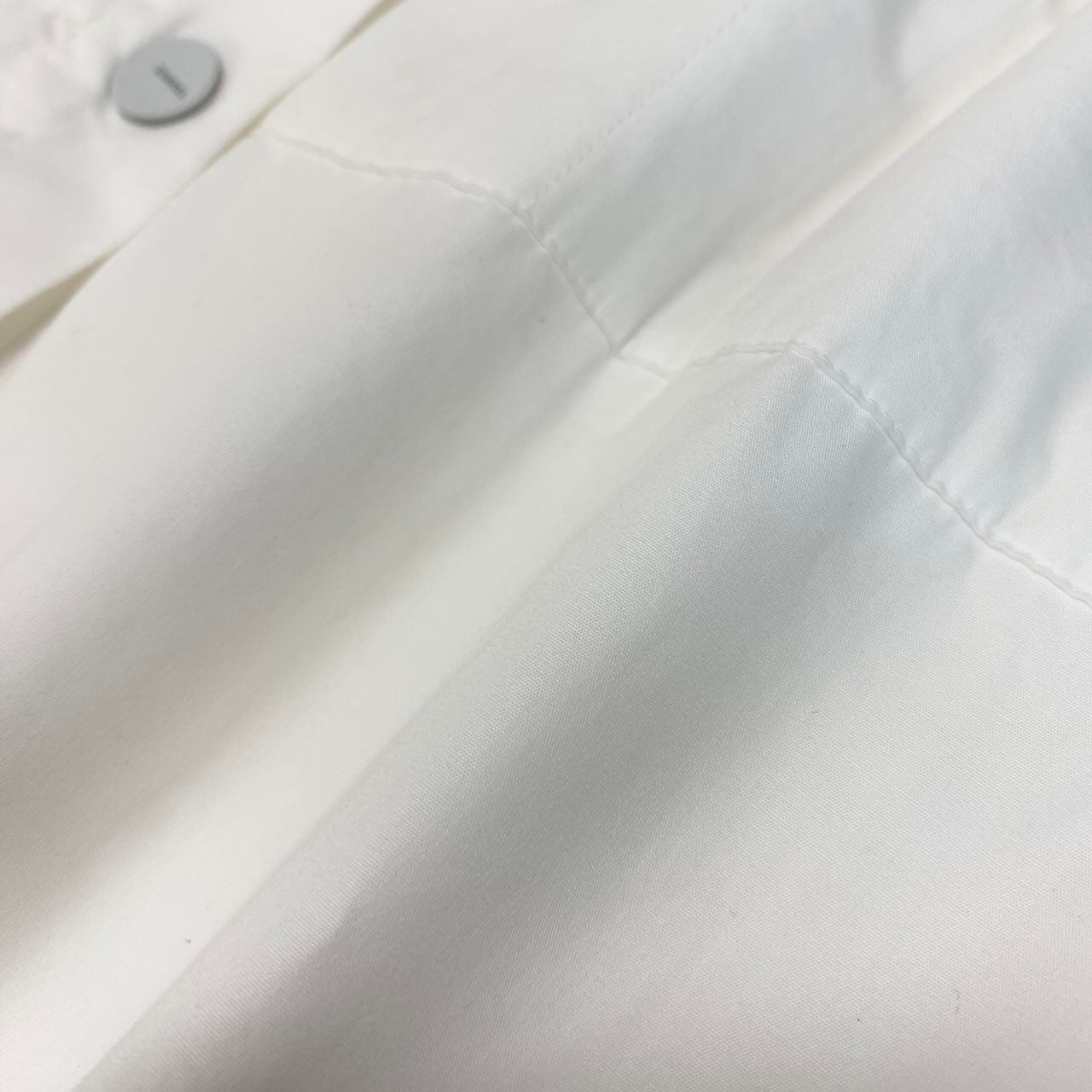 Cf26 CHANEL シャネル 長袖シャツ ロングシャツ ボタンロゴ キルティング フランス製 コットンシャツ レディース女性用 40 ホワイト 綿100%u02t