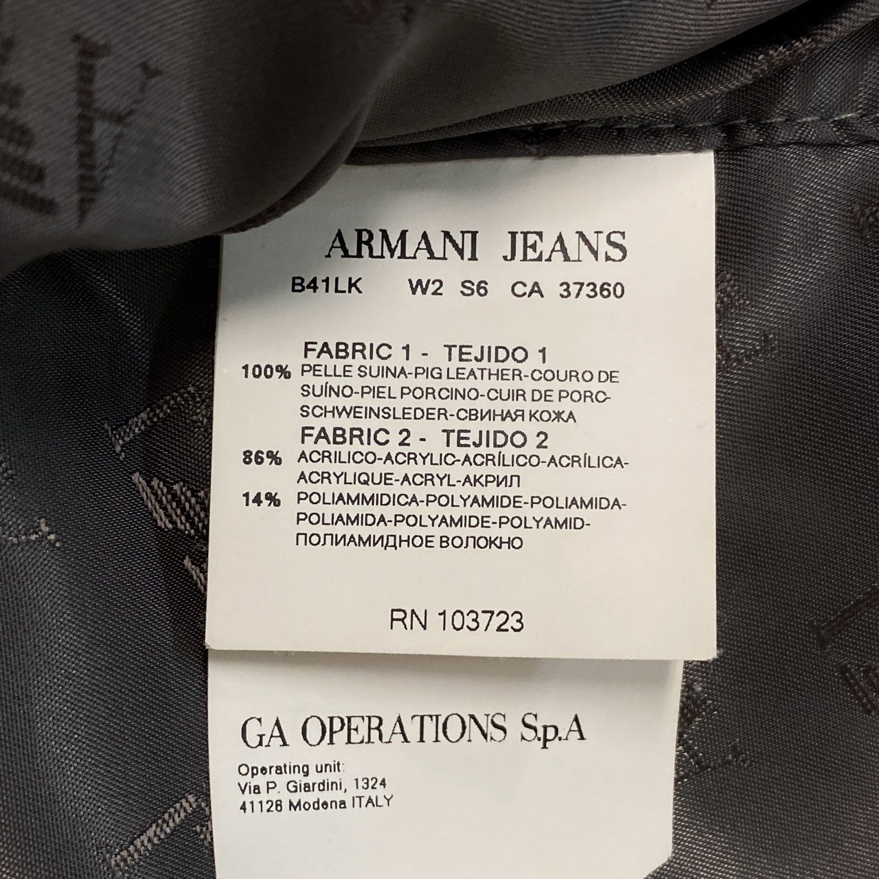 8j10 ARMANI JEANS アルマーニジーンズ レザージャケット ドリズラージャケット ハリントンジャケット 90's アーカイブ スウィングトップ Sサイズ グレーブラウン メンズu02t