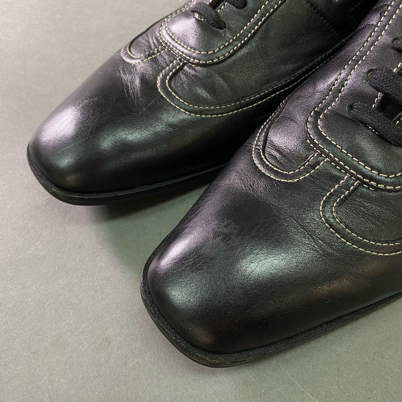 6b7 HERMES エルメス クイック レザースニーカー 43 1/2 ブラック Leather シューズ イタリア製
