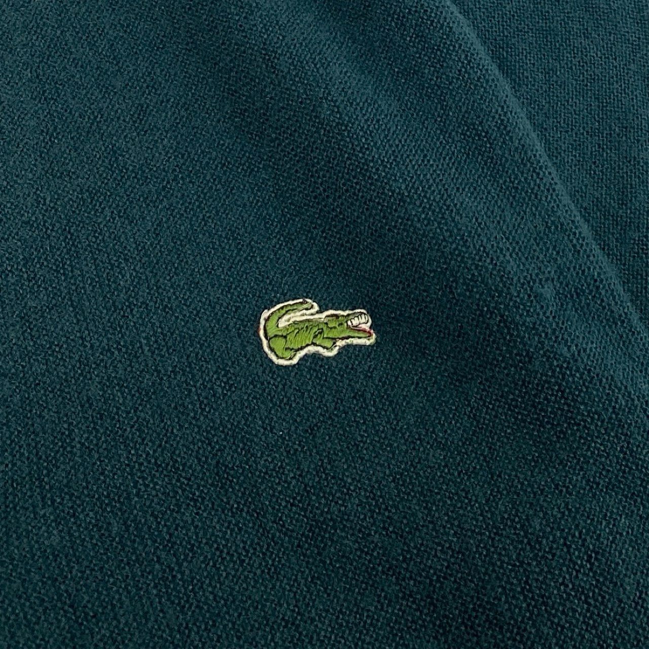42h22 80’S LACOSTE ヴィンテージ ラコステ IZOD アクリル100% ワンポイントロゴ ニットカーディガン (M~L相当) グリーン メンズ 男性用 vintage USA製k02i