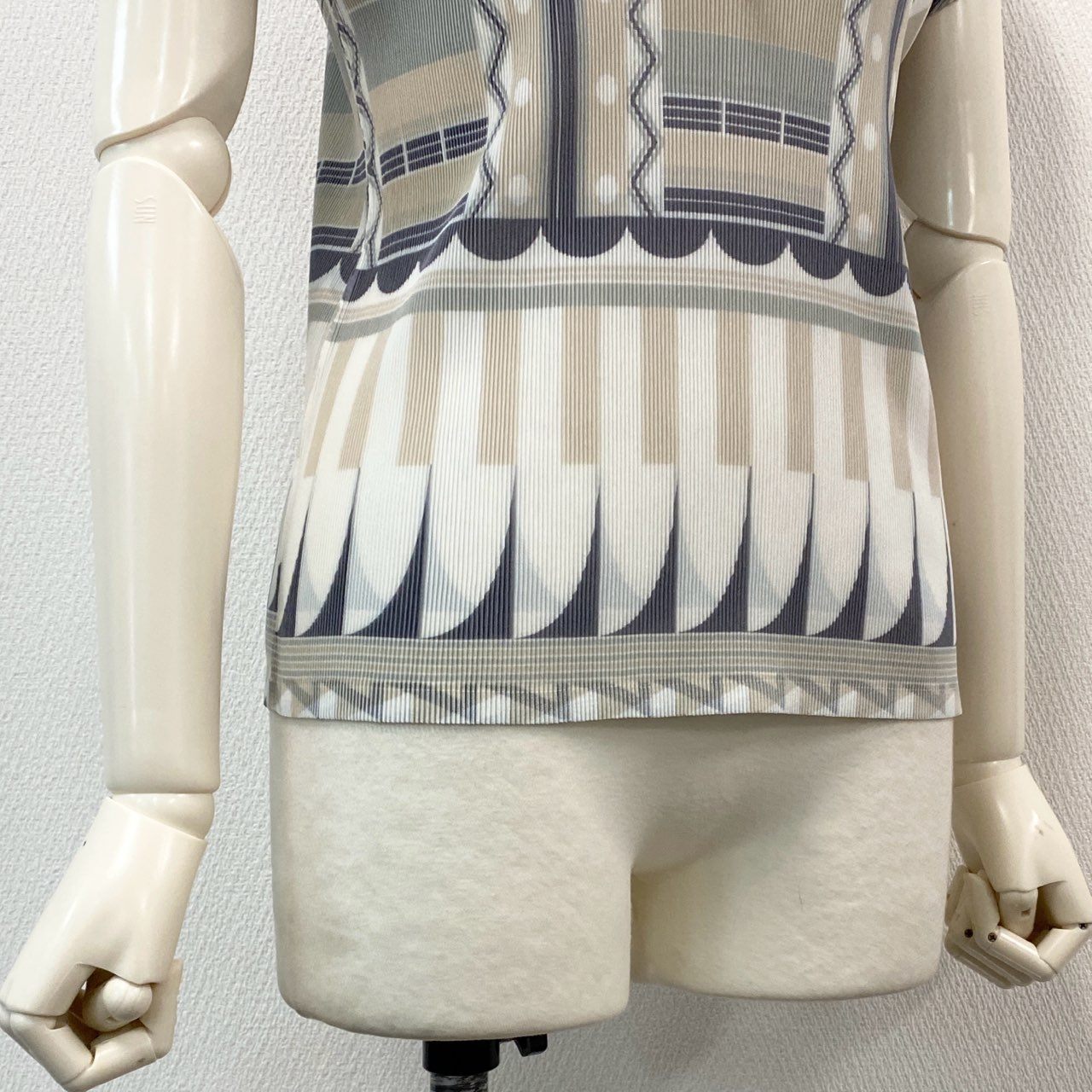 37a16 《美品》 PLEATS PLEASE ISSEY MIYAKE プリーツプリーズ イッセイミヤケ 日本製 スカーフ付 プリーツカットソー 半袖Tシャツ ストライプ プルオーバー トップス PP21FK312 3 マルチカラー