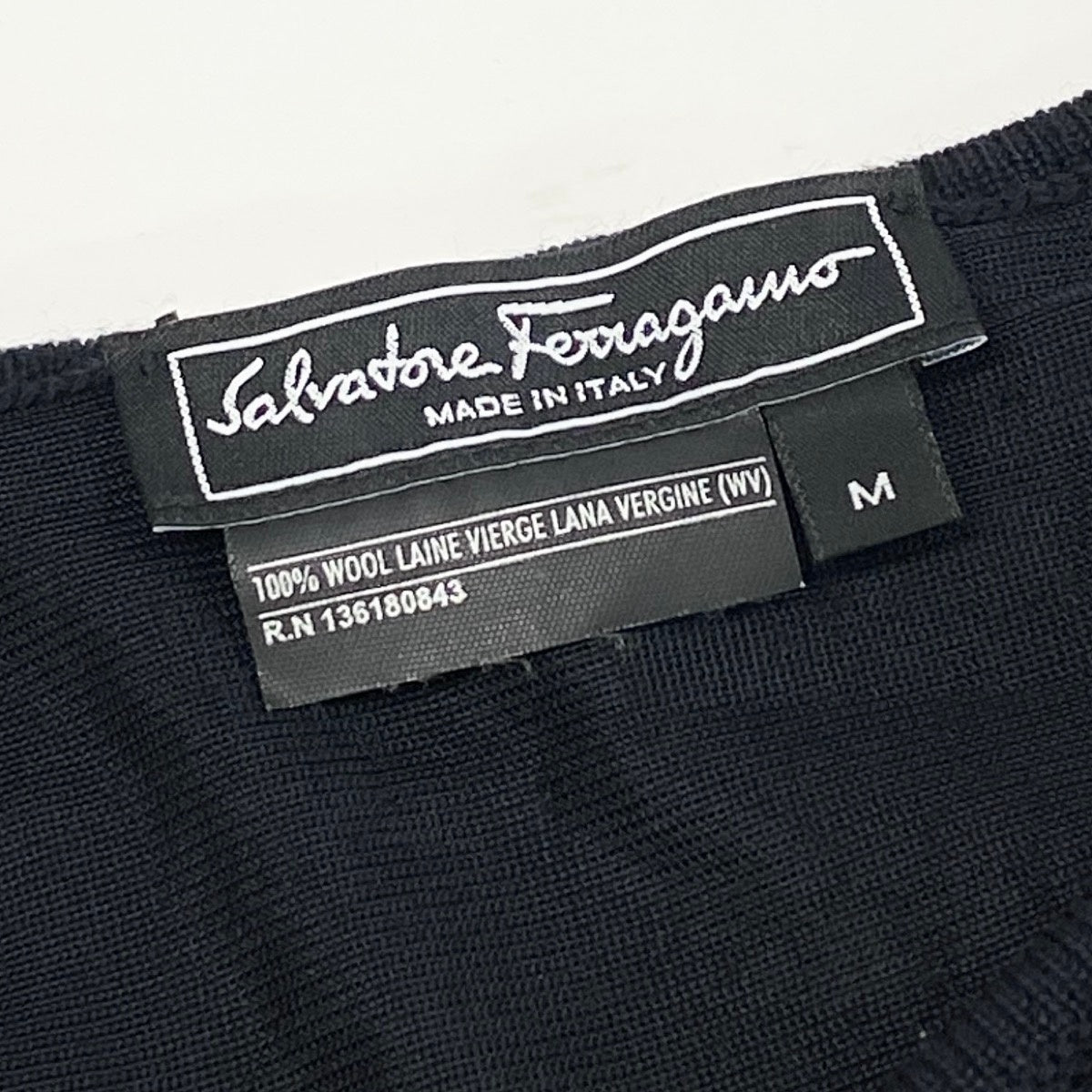 Ee25 Salvatore Ferragamo サルヴァトーレフェラガモ ロング ニットワンピース サイズM ネイビー ウール100% レディース 女性服ta1ta1