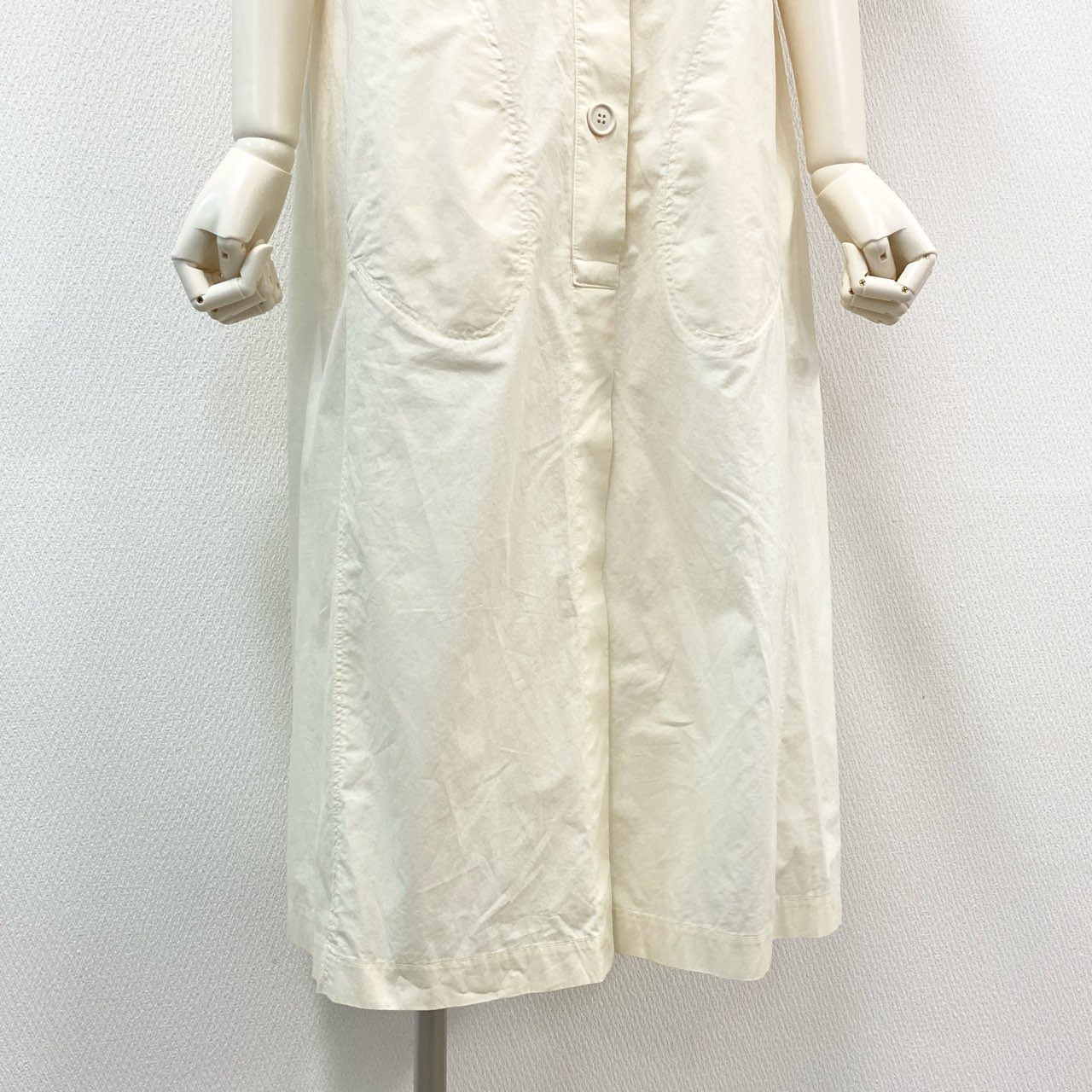 53j17《未使用保管品》 gentryportofino ジェントリーポルトフィーノ 半袖シャツ ロングワンピース コットンワンピース レディース 女性用 40 クリーム色 綿100u02t