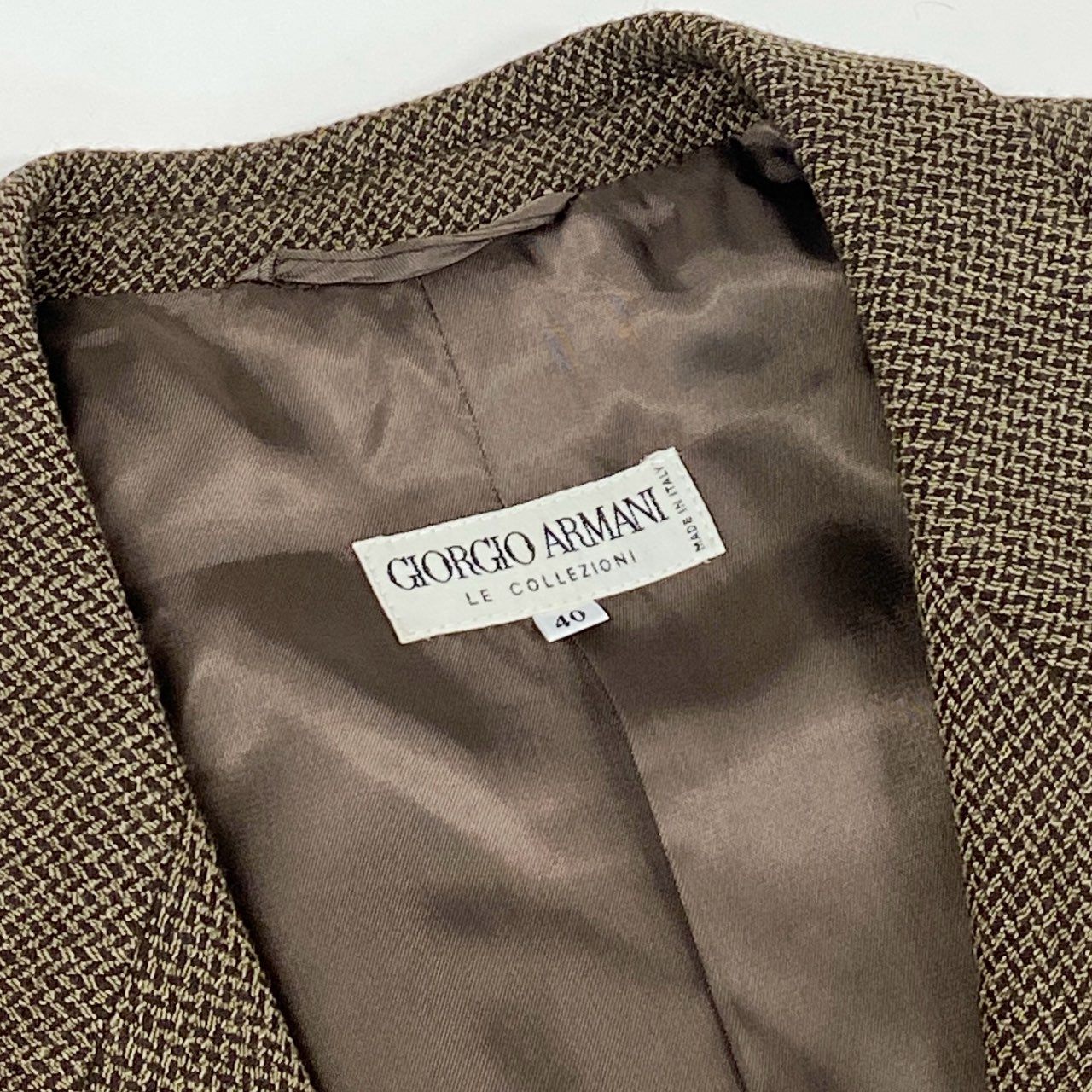 25f14 GIORGIO ARMANI ジョルジオアルマーニ ヴィンテージ ウールテーラードジャケット 40 ブラウン Vintage ブレザー スーツ