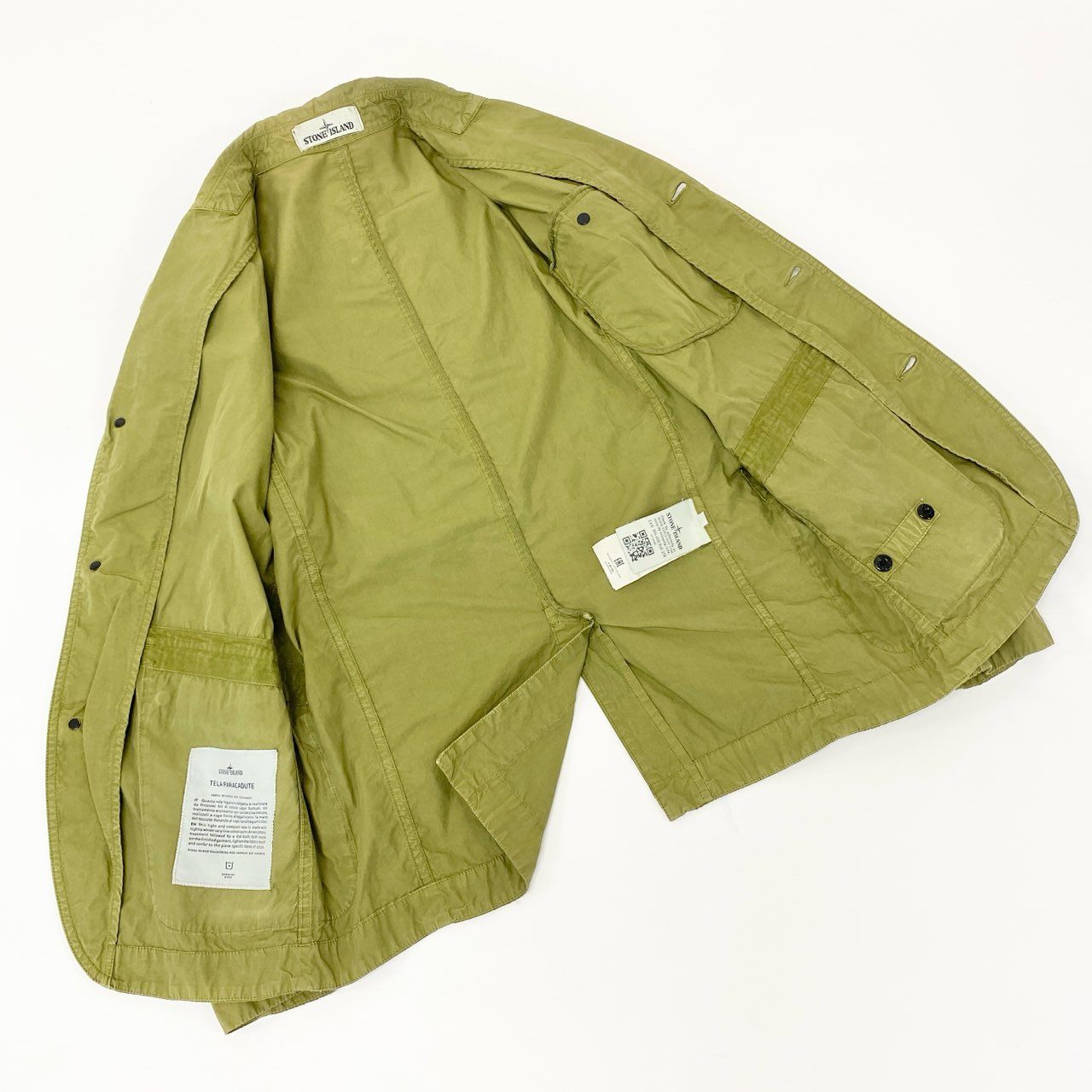 41h24 STONE ISLAND ストーンアイランド フィールドジャケット テーラードジャケット ミリタリ ワッペン付き XS カーキ コットン メンズo07t