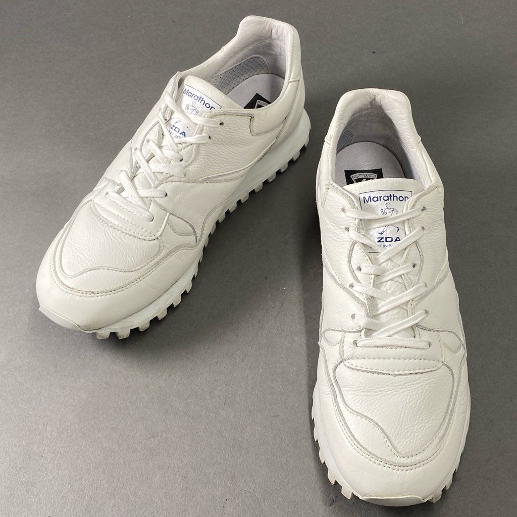 7f13 定価¥35,200 ZDA ゼットディーエー MARATHON マラソンタイプ スニーカー 41 オールホワイト イタリアンレザー Leather シューズ
