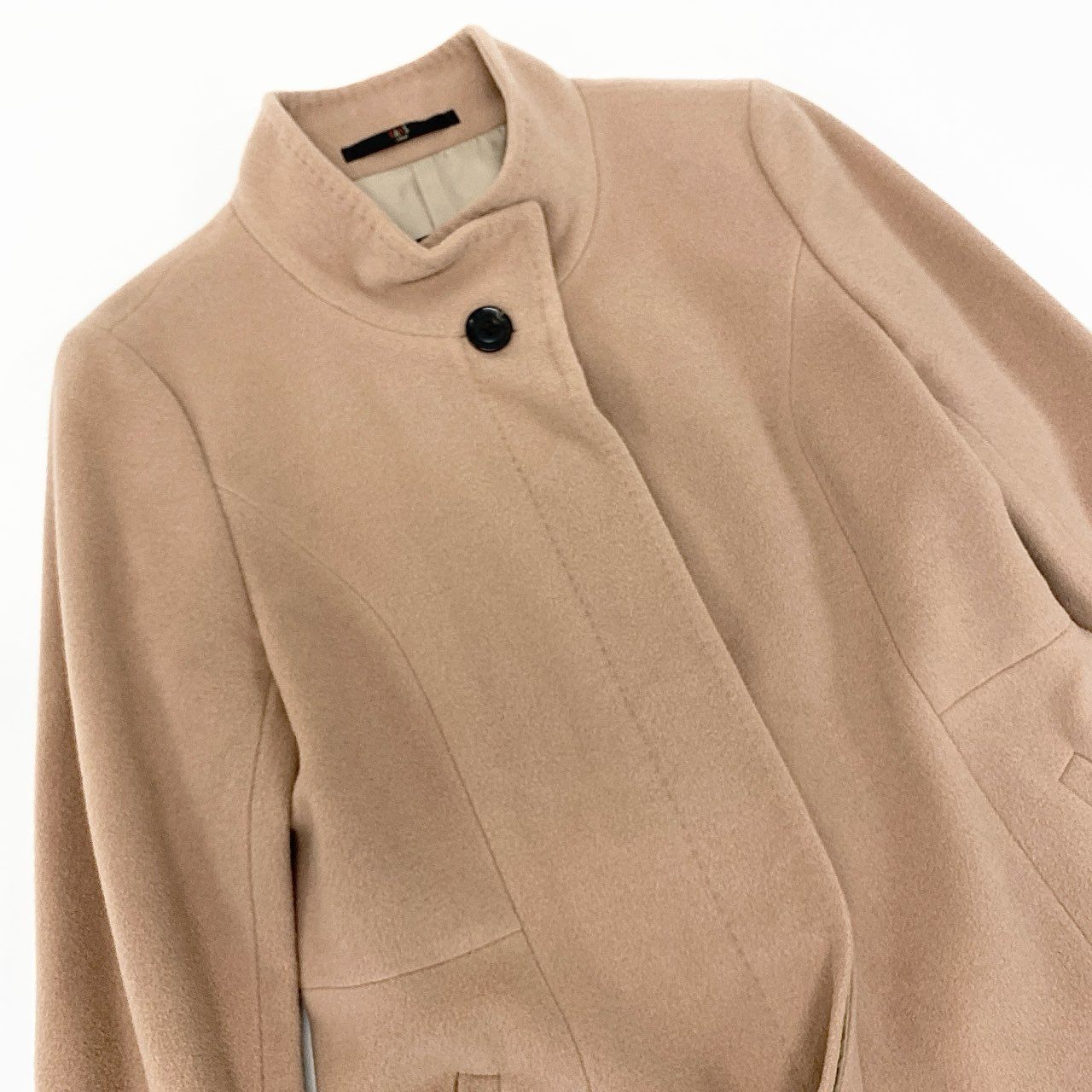 23i17 DAKS LONDON ダックス 日本製 アンゴラ混 ロングコート 大きいサイズ 42 XLサイズ相当 ベージュ ウール レディースk02i