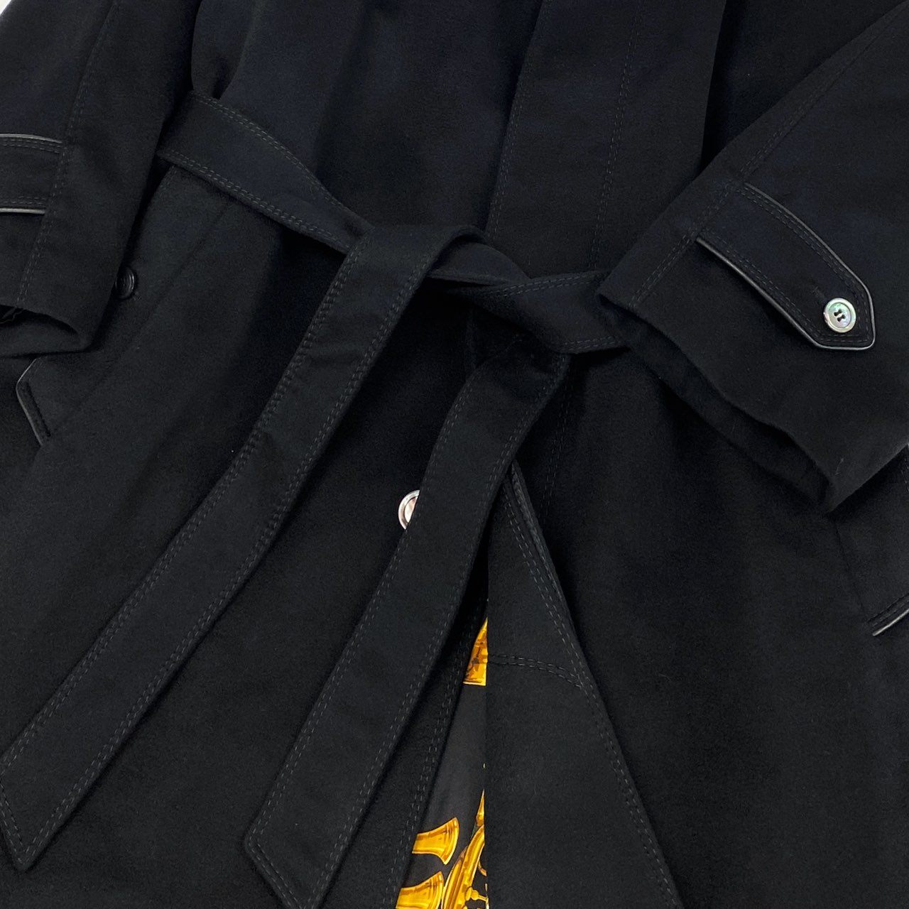 62g18 Hettabretz raglan coat balmacaan coat patterned lining MADE IN ITALY 50 Black Cashmere100 MEN