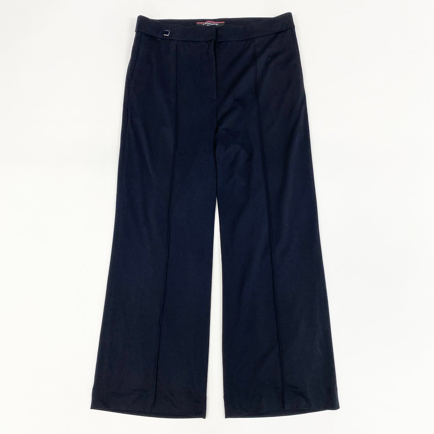 56h1 LEONARD レオナール ボトムス ストレッチ カンカン素材 ストレートパンツ 薄手 レディース 女性用 0183511 42 ブラックu02t