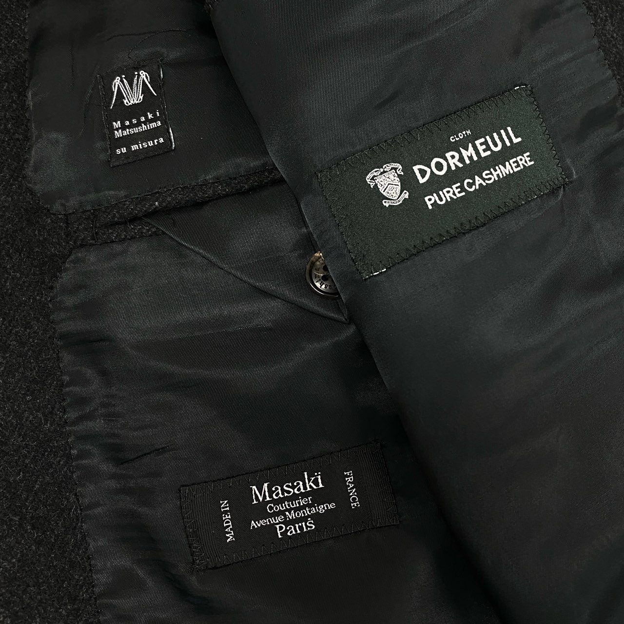 24l14 《美品》 フランス製 Masaki Matsushima マサキマツシマ 英国ドーメル社 カシミヤ生地 チェスターコート ロングコート カシミアコート ダークグレー カシミヤ70% ミンク30% メンズ 紳士服