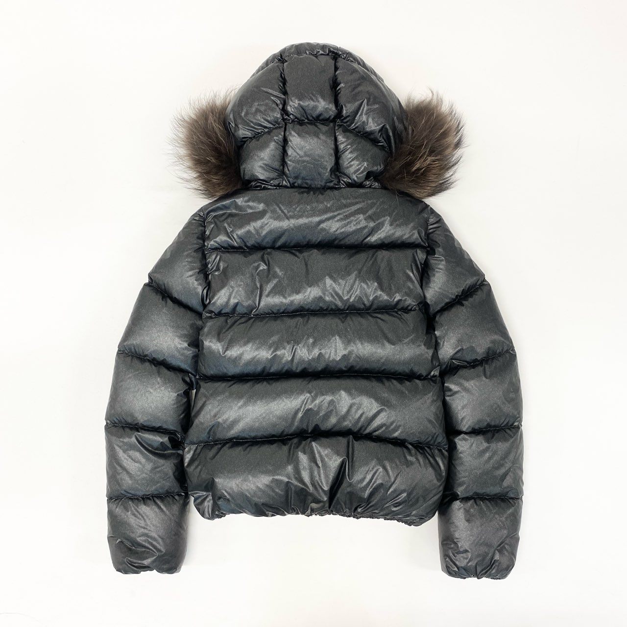 73j28 《美品》 DUVETICA デュベティカ 取外しファー付き グースダウンジャケット 40 グレー ラメ入り GOOSE DOWN JACKET 女性服t18r