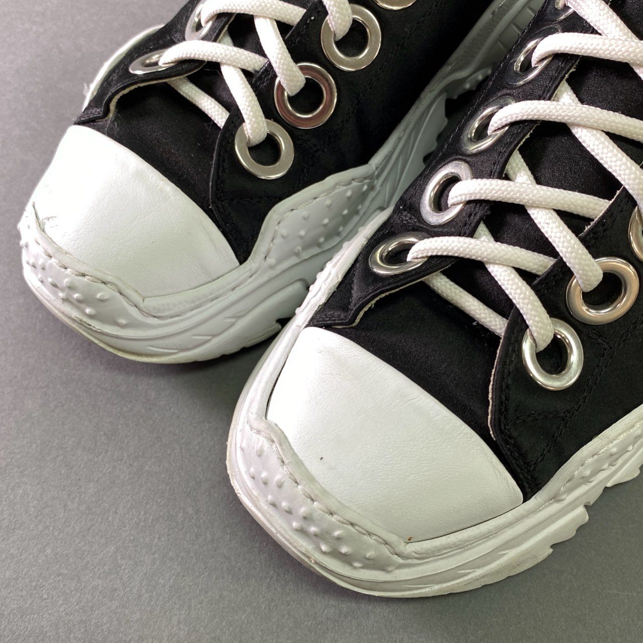 3l20 N゜ ヌメロヴェントゥーノ Satin Sneakers ダッドスニーカー 38 ブラック ホワイト イタリア製 シューズ 靴