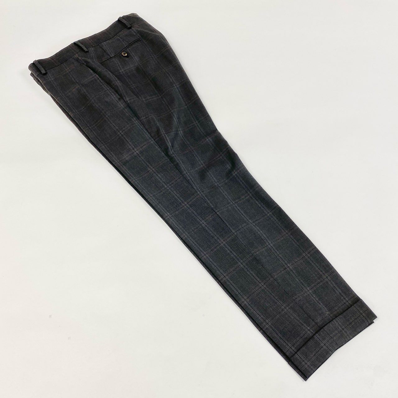 38d28 TOM FORD トムフォード シングルスーツ セットアップ チェック柄 24YA4C サイズ52 7R グレー ウール100% イタリア製