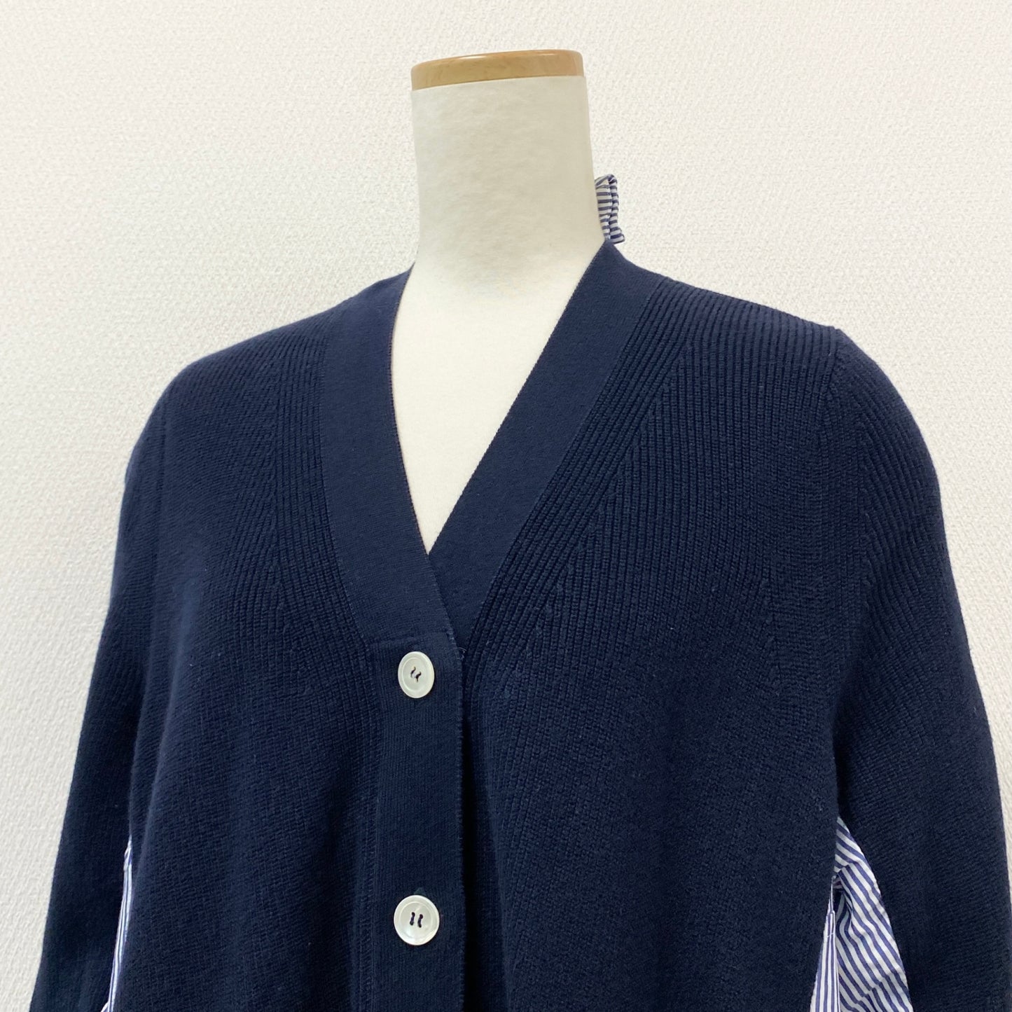 56h1 sacai サカイ ドッキング シャツカーディガン 17-02971 1 ネイビー 再構築 羽織 レディースt18r