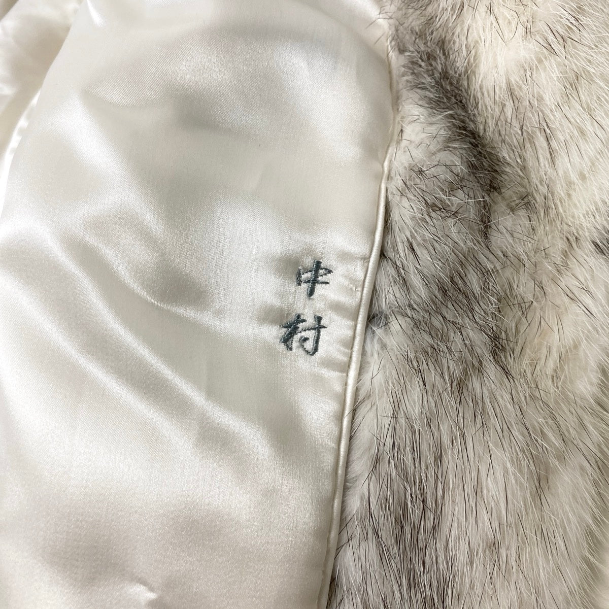 36j8 毛皮コート クロスミンク ミンクファー サイズfree ホワイト ブラック系 Mink Fur レディースu02t
