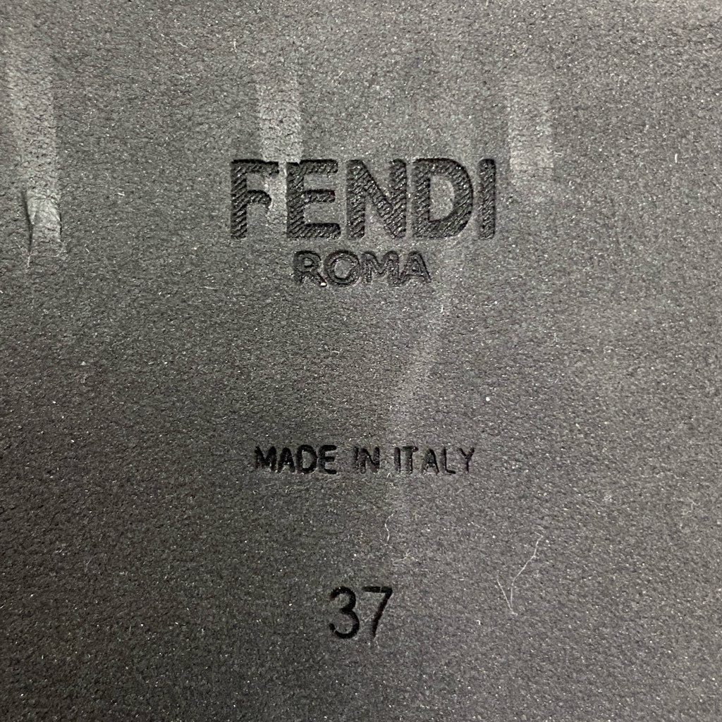 3e10 FENDI フェンディ ニットソックスローファー 37 ブラック レザー ピンバックルベルト 革靴 シューズ