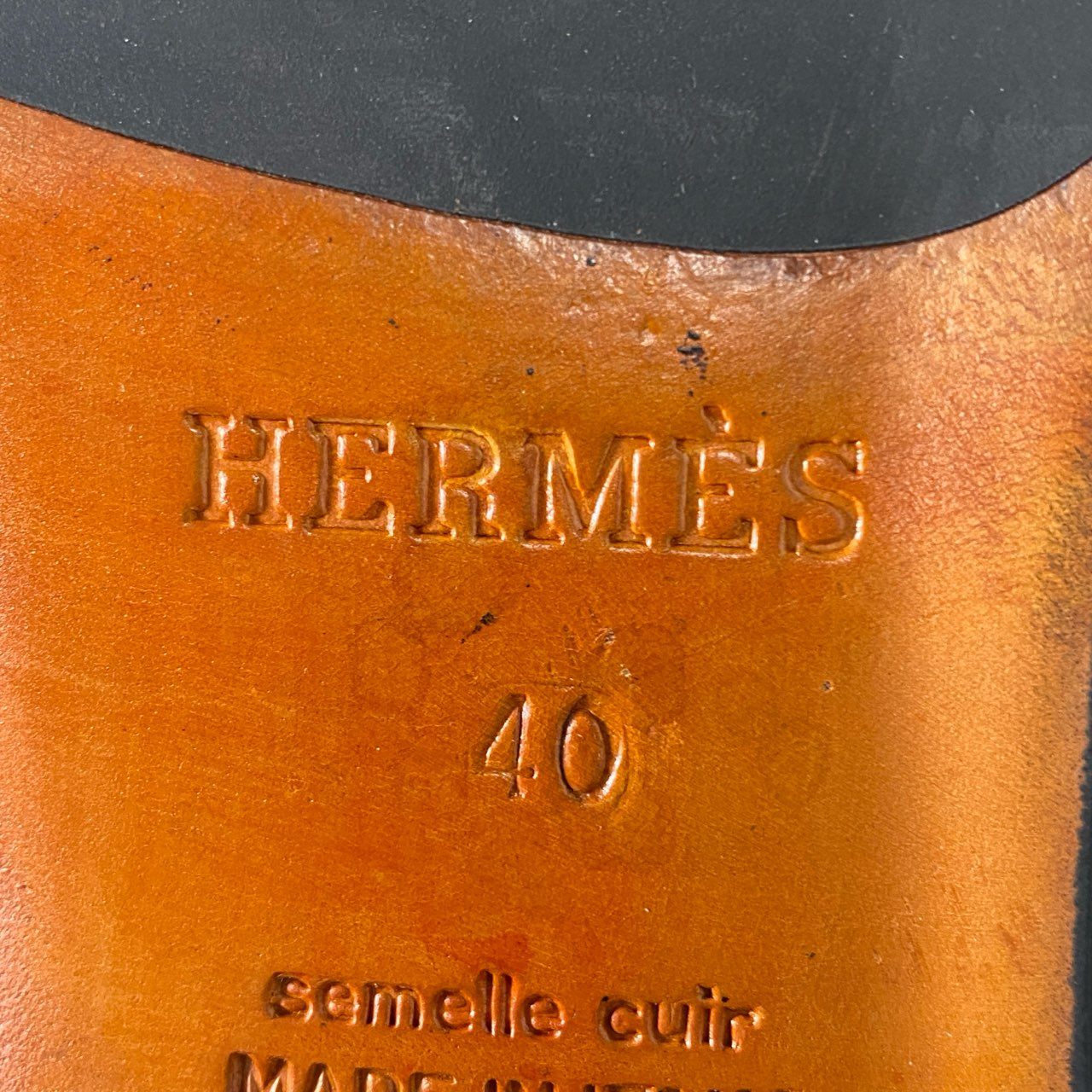 3i27 HERMES エルメス モカシンパリ Hロゴ 金具 ローファー スリッポン シューズ コンスタンス 40 ブラック レザー