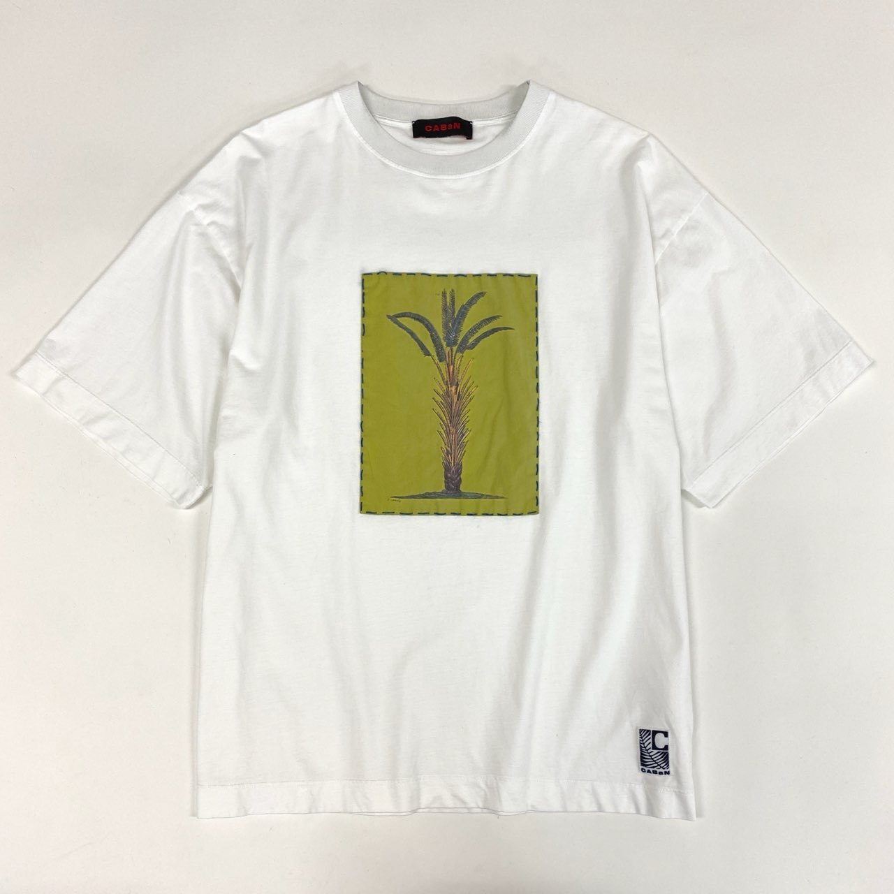 33k28 CABaN キャバン 21SS NEW COSTARICA アートTシャツ スビンコットン 植物 ボタニカル柄 半袖カットソー 59-03-11-03009 M ホワイト