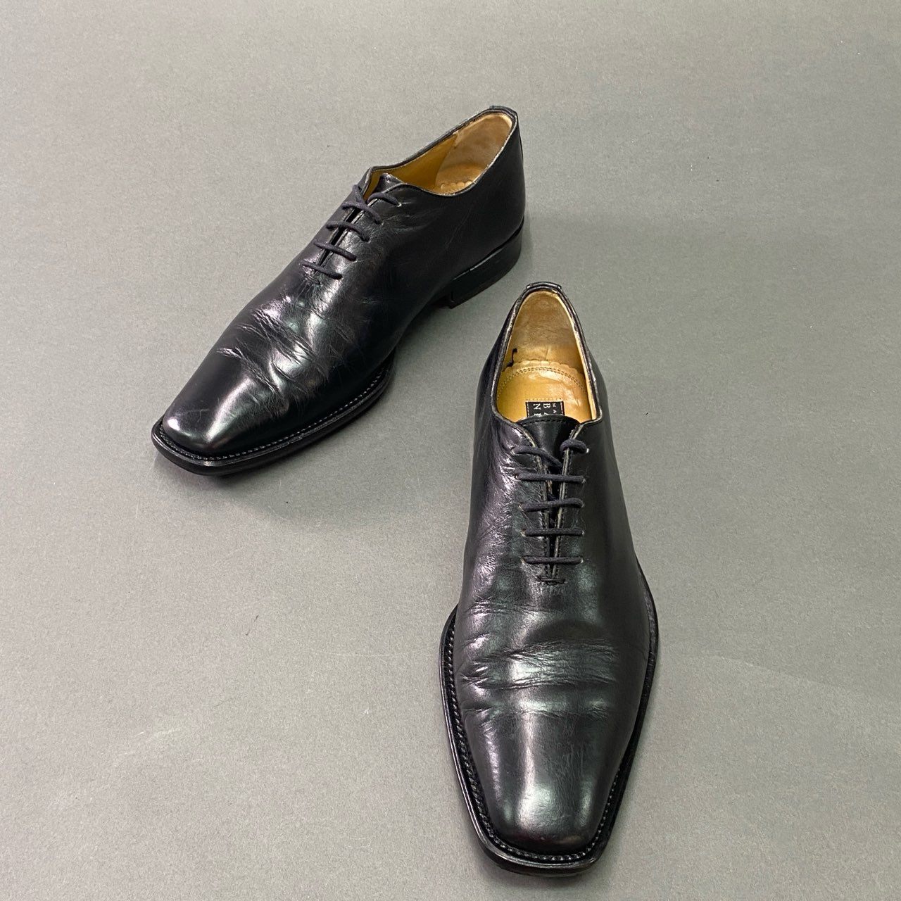 3b14 BARNEYS NEWYORK バーニーズ ニューヨーク レザードレスシューズ 40 1/2 ブラック Leather 革靴 ビジネス フォーマル イタリア製