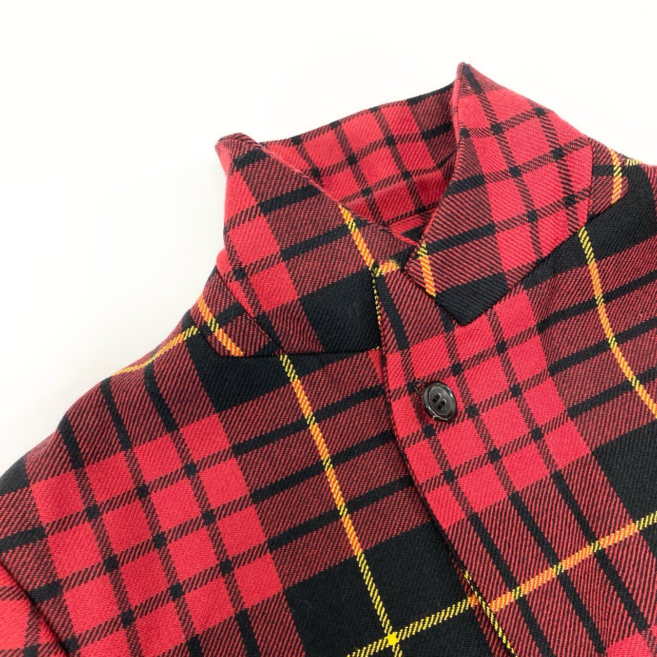 72j15 COMME des GARCONS コムデギャルソン 2017SS タータンチェック アシンメトリー カットアウト シングルコート 日本製 GS-J015 XS レッド ウール レディースo07t