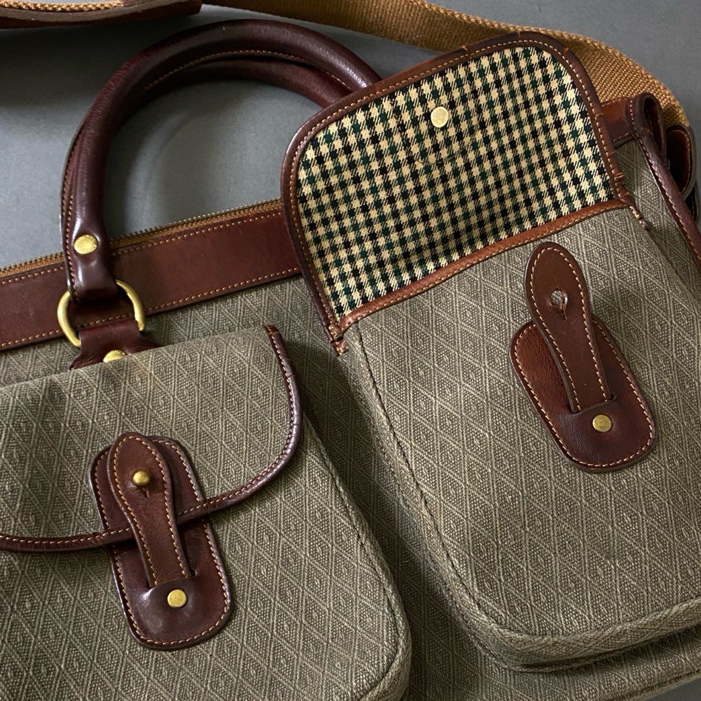 Hh4 GHURKA グルカ 2WAY トートバッグ ショルダーバッグ 書類鞄 NO.5 エグザミナー ブラウン系