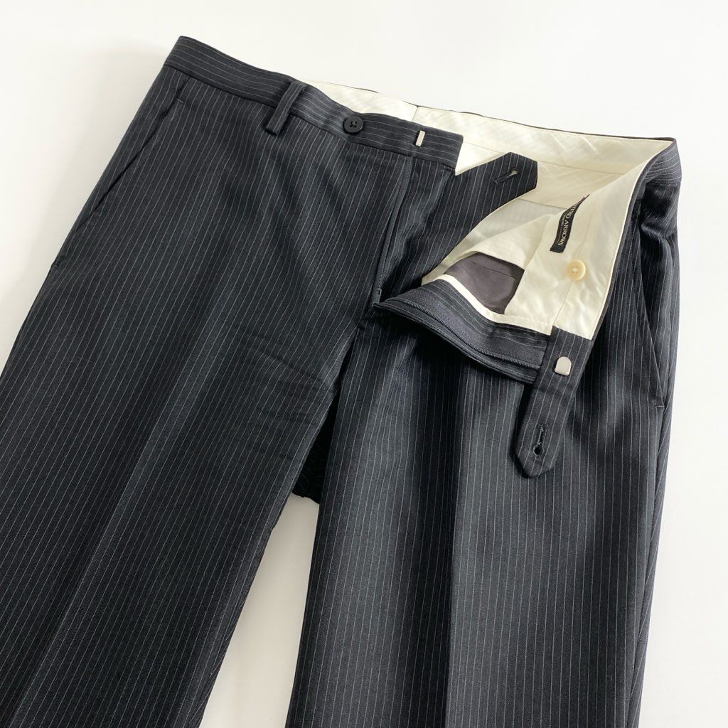 22d10 UNITED ARROWS ユナイテッドアローズ 伊製カノニコ生地 シングルスーツ セットアップ ビジネススーツ グレー ストライプ ウール100% メンズ 紳士服