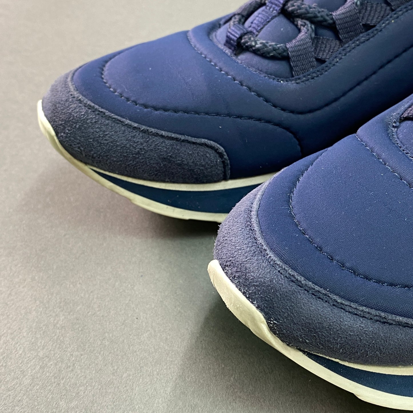 1g29《美品》 HERMES エルメス MILES マイルス スニーカー 37 1/2 ネイビー シューズ イタリア製 保存袋付き