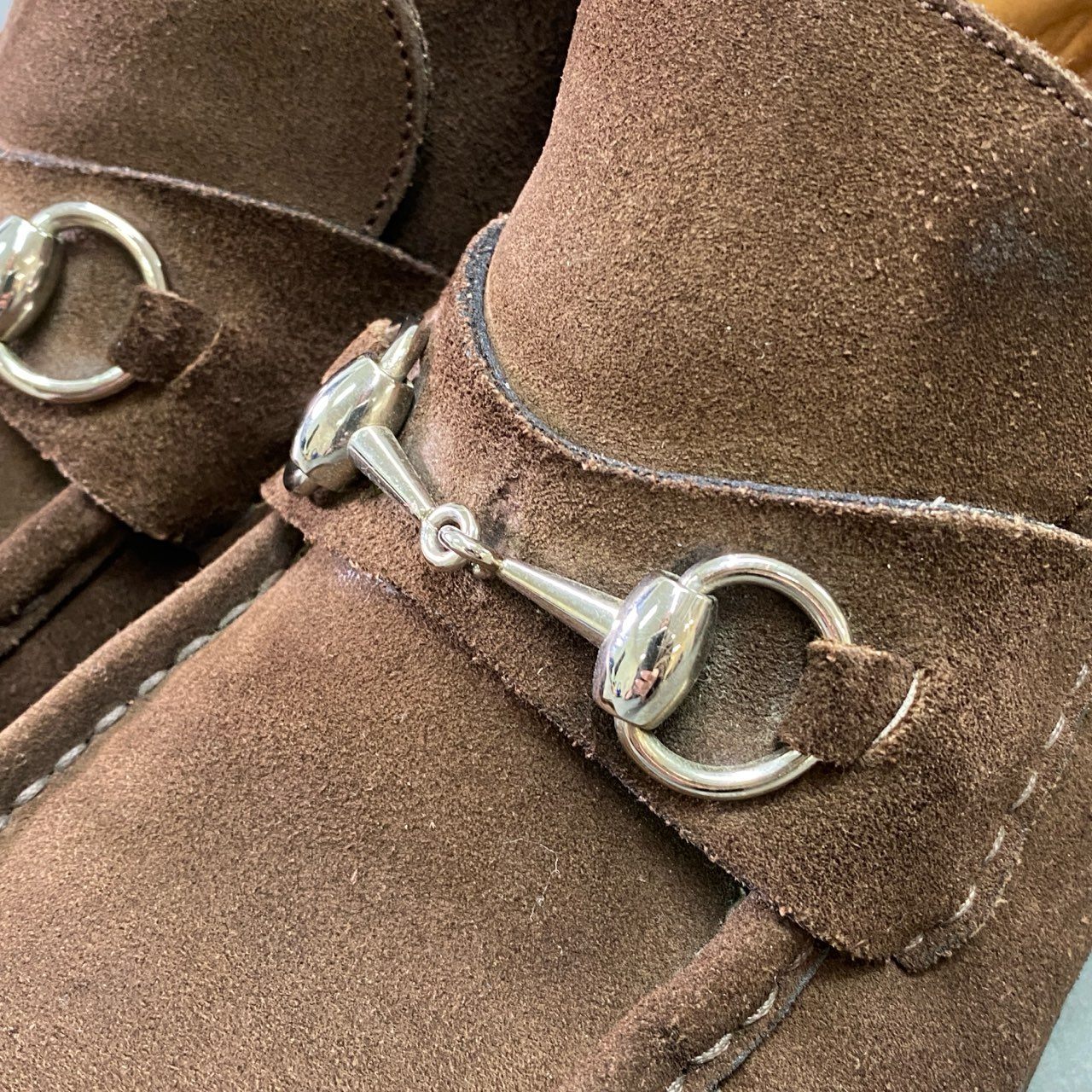 3c3 GUCCI グッチ ホースビット チャッカブーツ ショートブーツ スエードレザー イタリア製 箱付き メンズ 紳士靴 40 ブラウン 本革