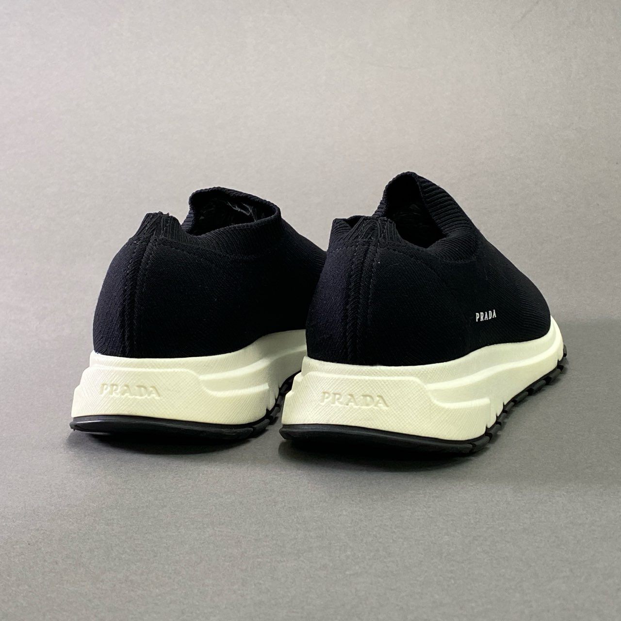 1d21 《美品》 PRADA プラダ Knit Socks Sneakers ニットソックス スニーカー 6 ブラック シューズ スリッポン 箱付き