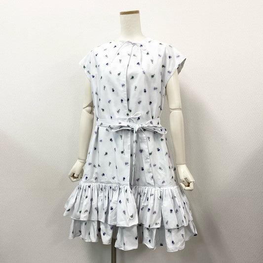 45l13 《極美品》 Drawer ドゥロワー フラワージャガード ペプラムブラウス ワンピース トップス ギャザーフリル 6521-299-1062 ホワイト マルチカラー ポリエステル100% レディース ユナイテッドアローズ