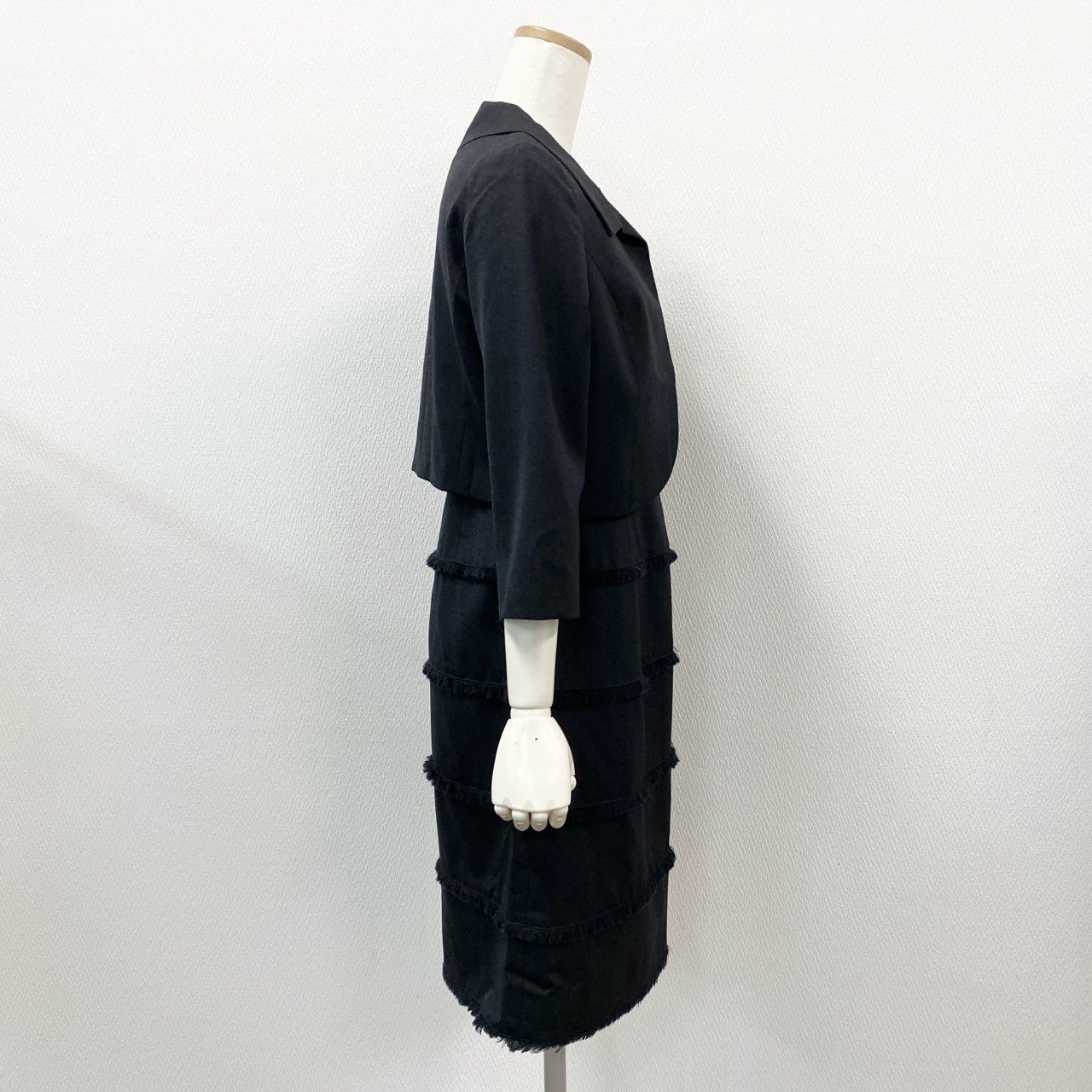 35l27 《美品》 FOXEY BOUTIQUE フォクシー ブティック お受験スーツ セットアップ ジャケット/ノースリーブワンピース 2点セット サイズ42 グレー レディース 日本製