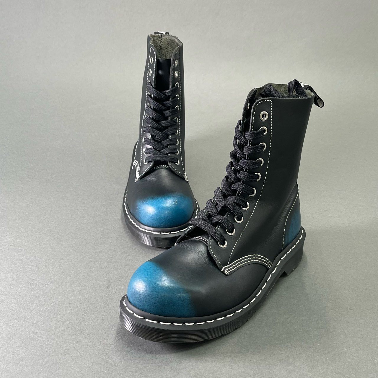 1e18 Dr.Martens ドクターマーチン 1919 10ホール スチールトゥ レースアップブーツ UK 6 ブルー ブラック レザー シューズ
