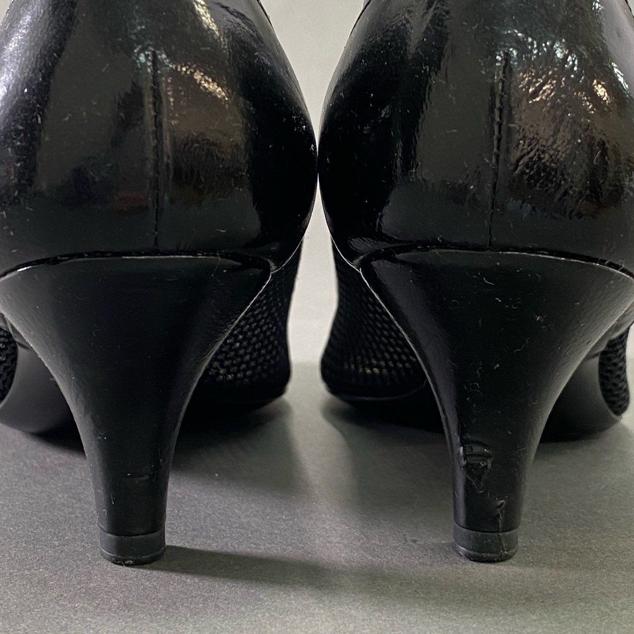 4j10 CHANEL シャネル CC ココマーク付き メッシュパンプス 37 ブラック メッシュ × パテントレザー シューズ イタリア製