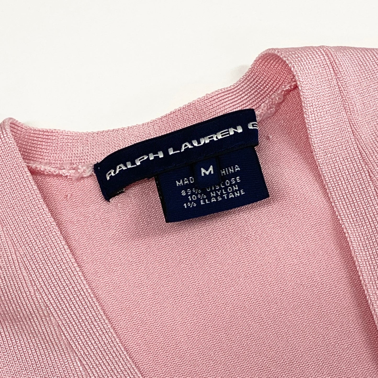 56h1《美品》 RALPH LAUREN GOLF ラルフローレン ゴルフ ロゴ刺繍 ストレッチカーディガン M ピンク シルバーボタン Vintage ヴィンテージt18r