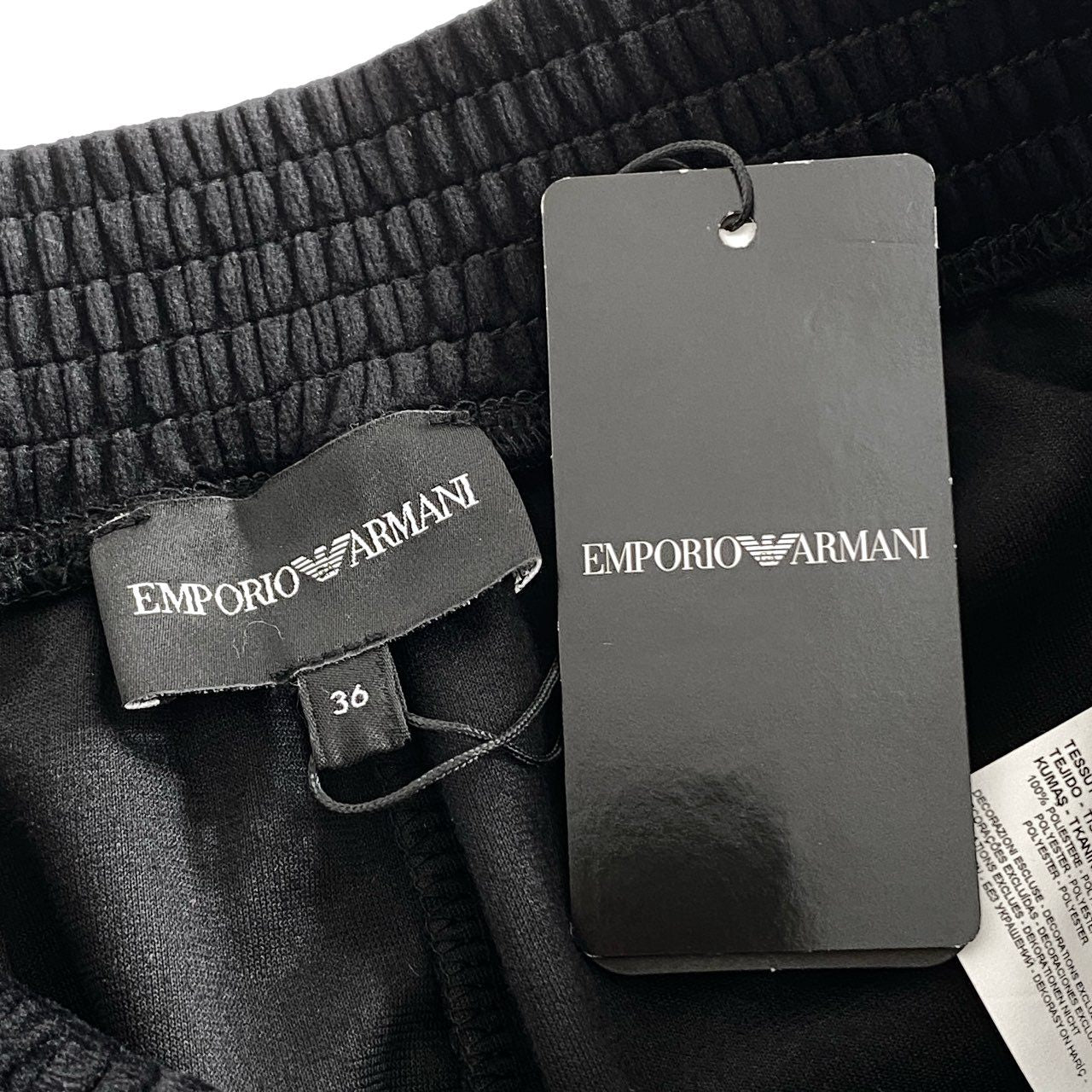 88i3 《未使用保管品》 定価¥41,800 EMPORIO ARMANI エンポリオアルマーニ サイドライン ベロアパンツ 36 ブラック ジャージ トラウザーパンツ